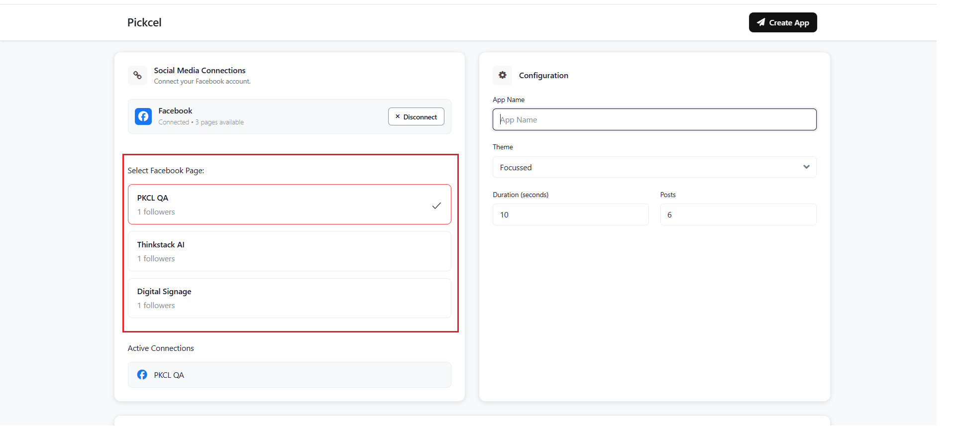 Select Facebook page