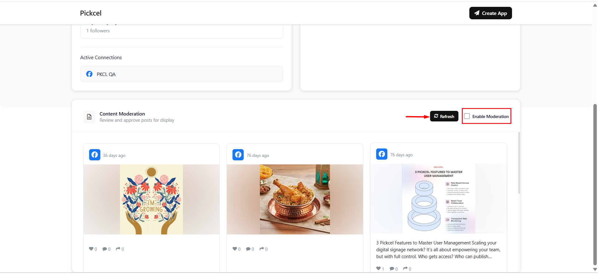 Refresh and moderation