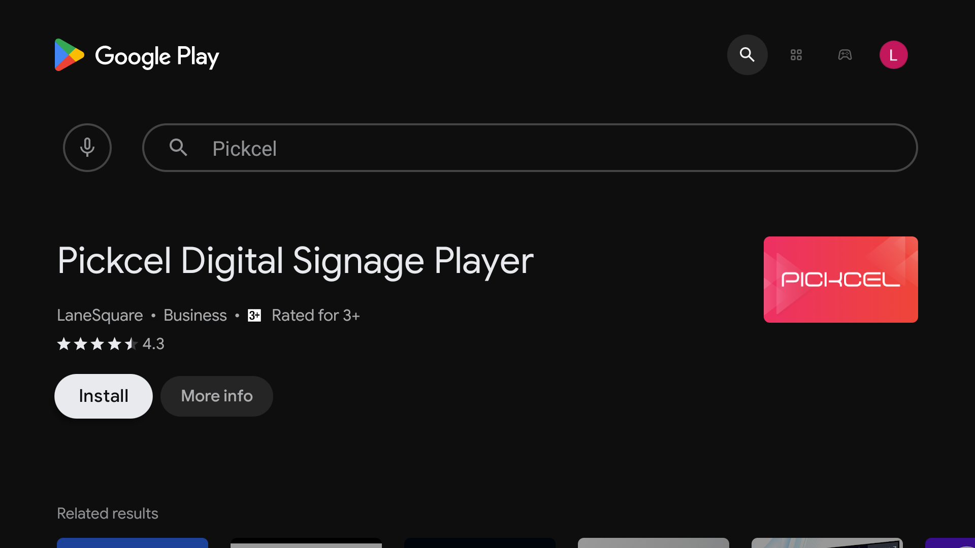 Search for Pickcel in Play Store