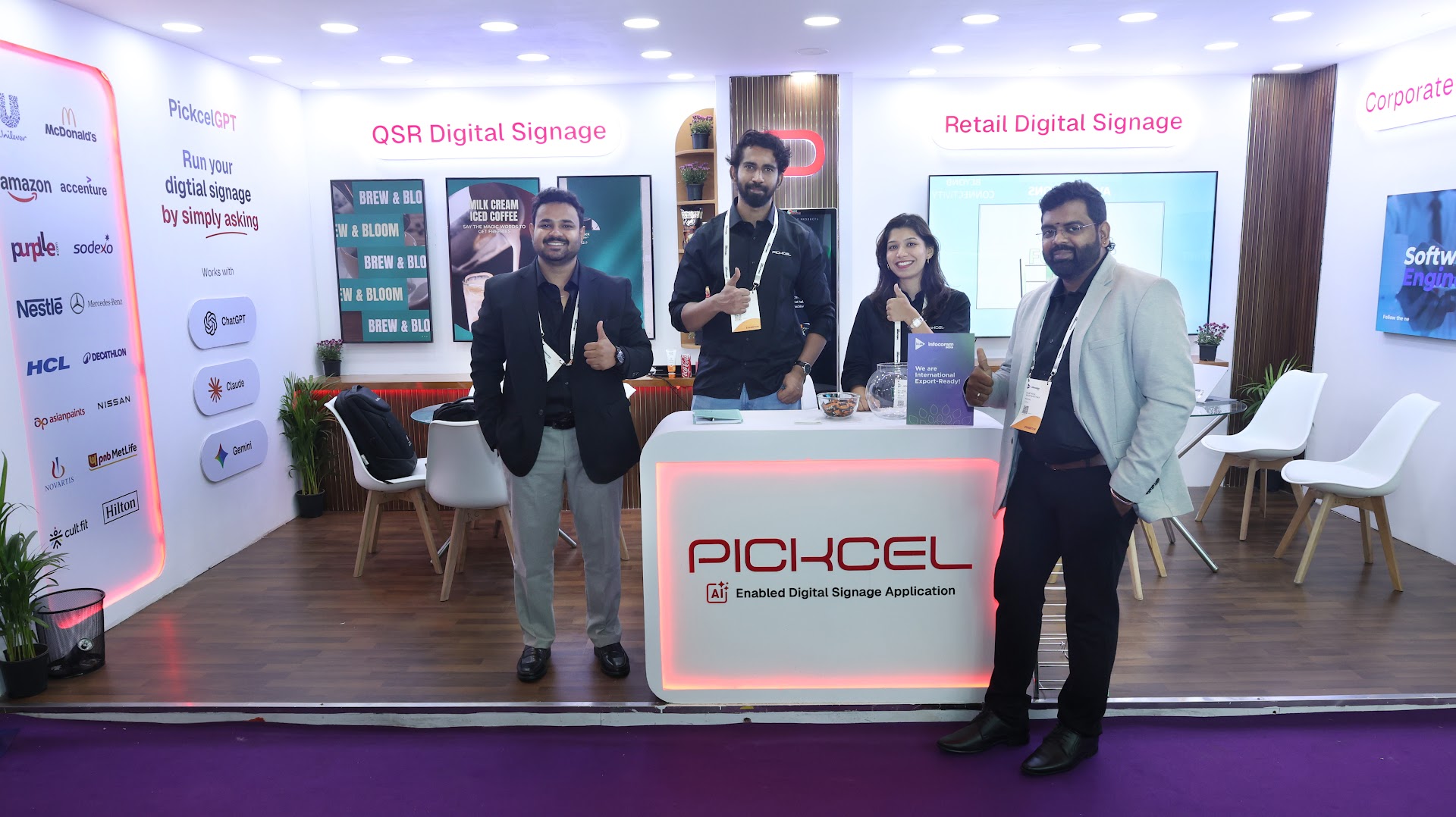 Pickcel booth at InfoComm India 2026, Jio World Convention Centre, Mumbai