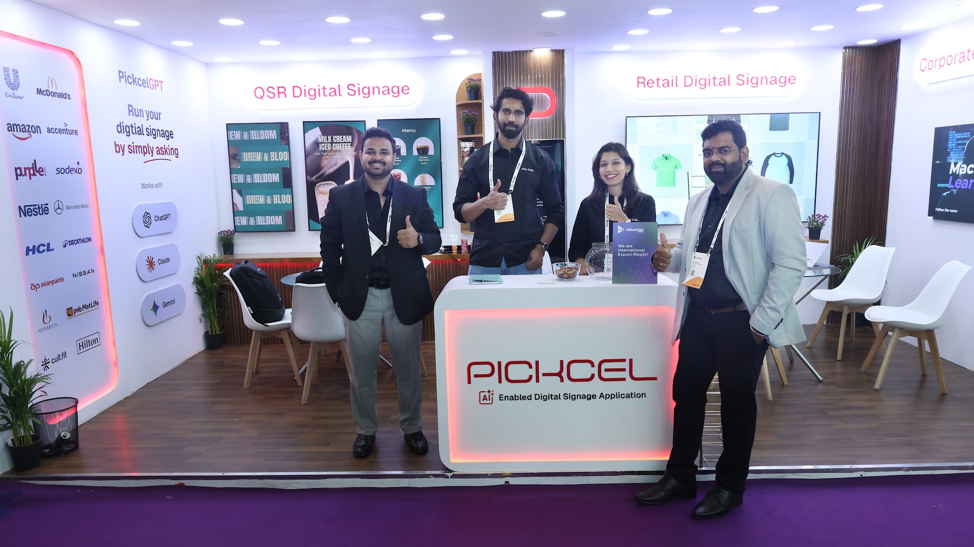 Pickcel booth at InfoComm India 2026, Jio World Convention Centre, Mumbai