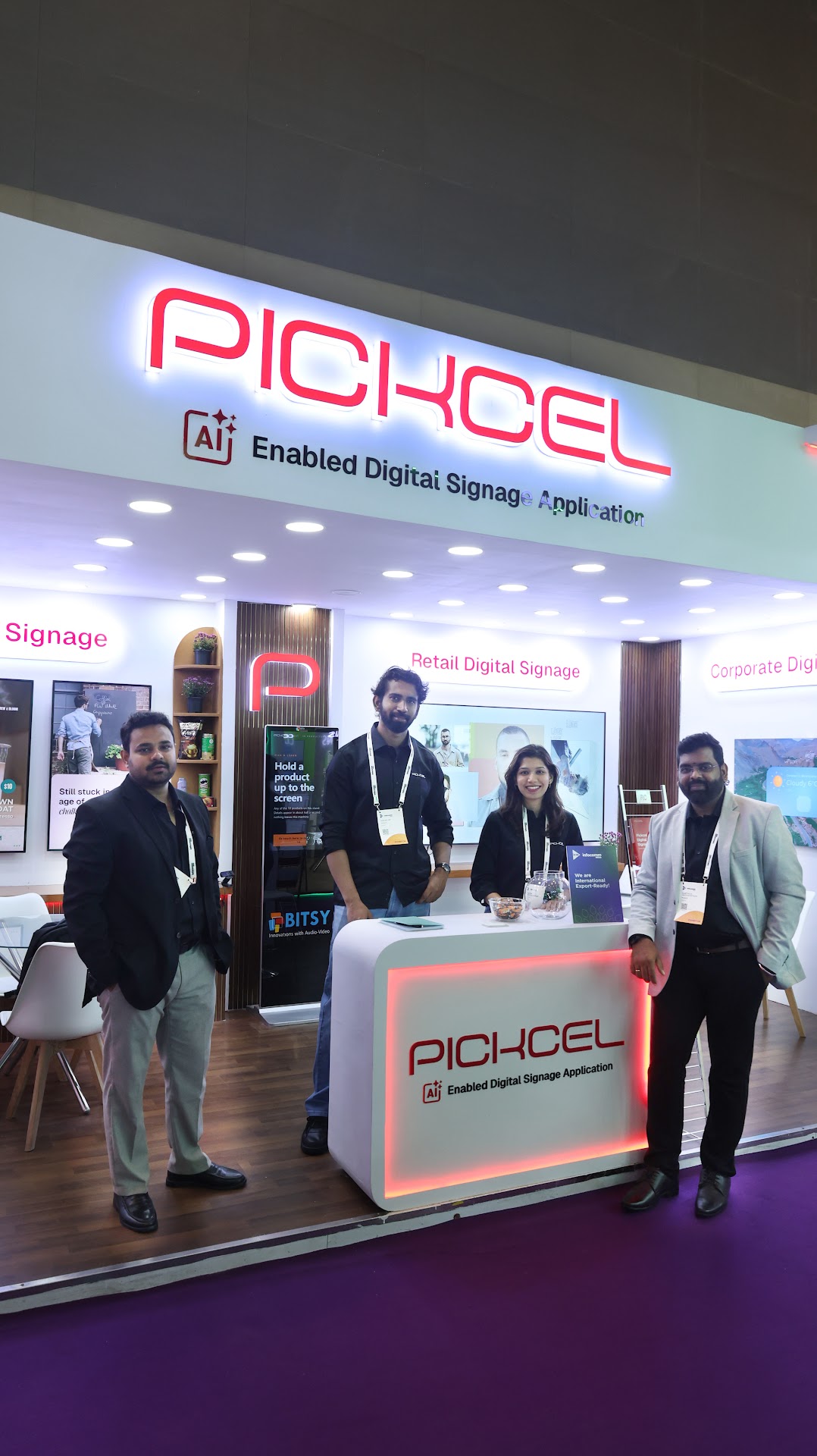 Pickcel booth at InfoComm India 2026, Jio World Convention Centre, Mumbai