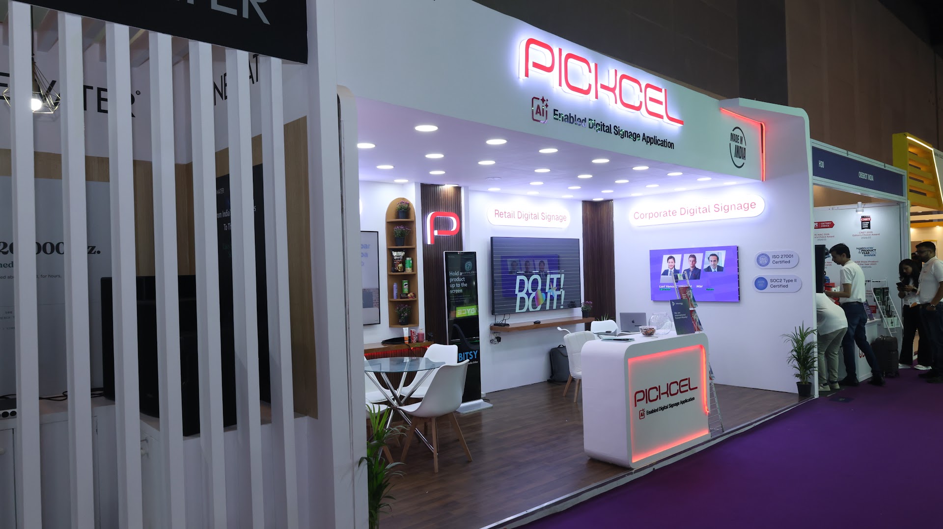 Pickcel booth at InfoComm India 2026, Jio World Convention Centre, Mumbai