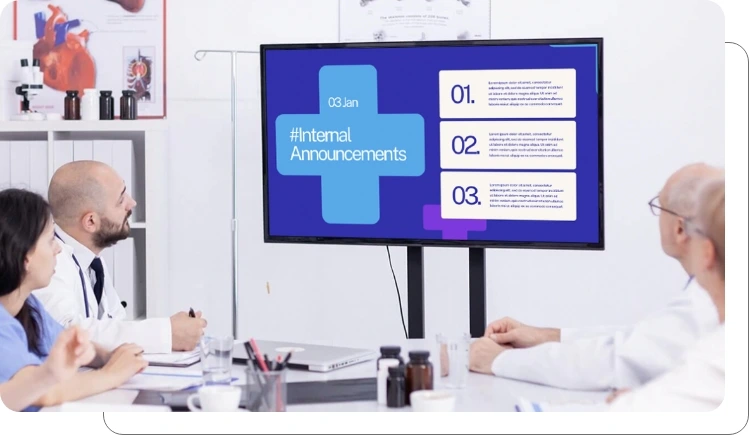 Company traction on an office digital signage screen Company traction on an office digital signage screen