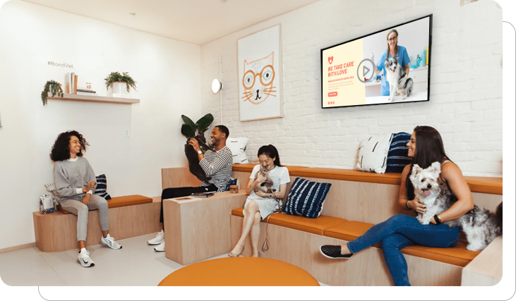 Veterinary digital signage creating calming environment Veterinary digital signage creating calming environment