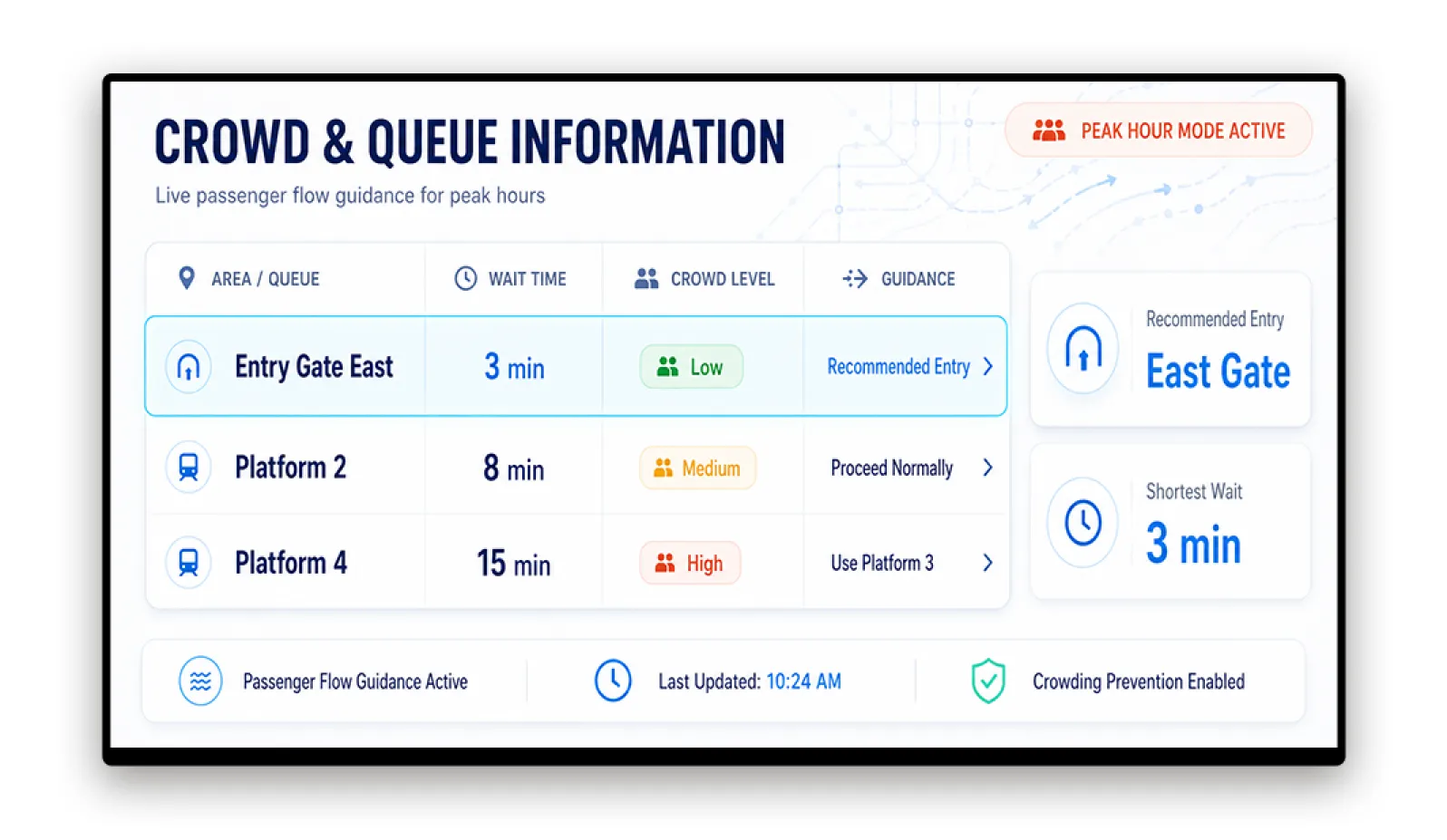 Crowd management information on bus stop digital signage
