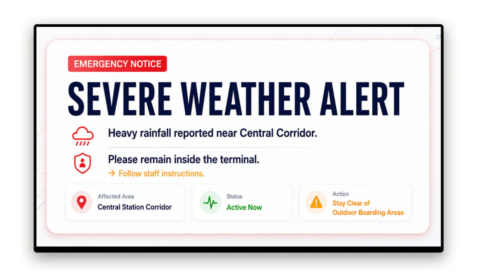 Safety and emergency alerts on bus stop digital signage