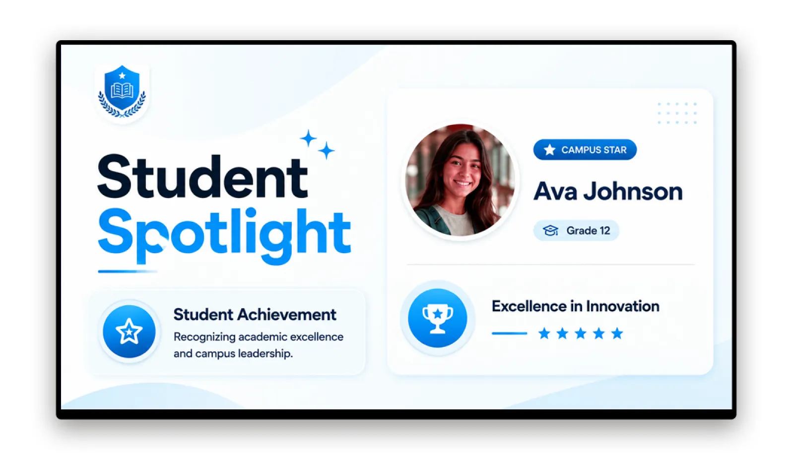 Student engagement content on school digital signage