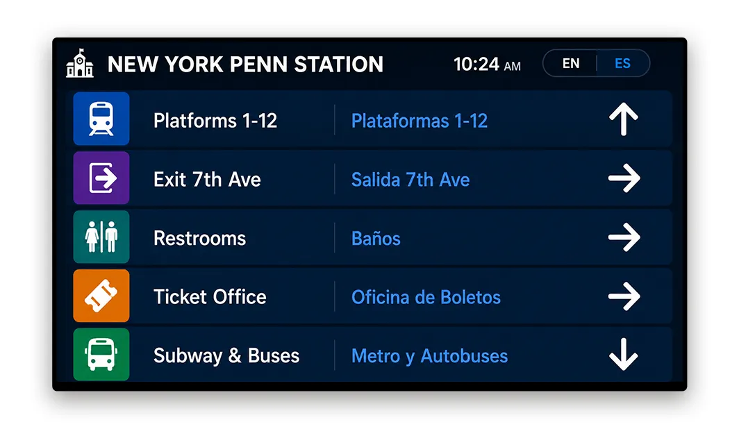 Wayfinding and navigation on train station digital signage