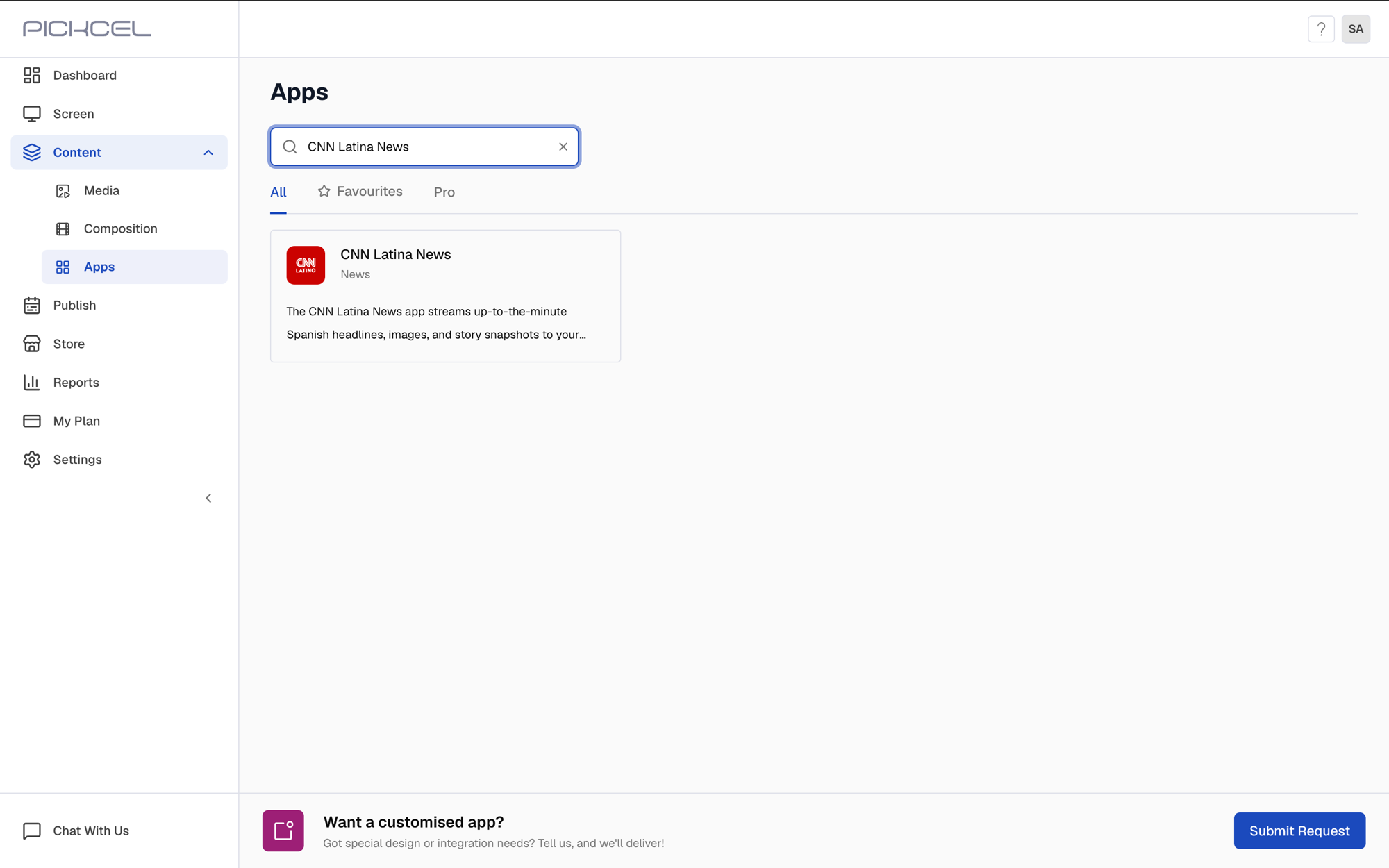 Search for CNN Latina News app
