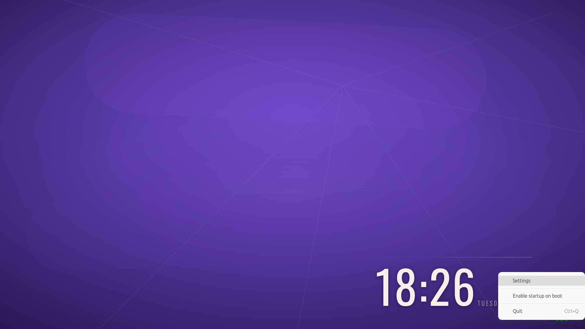 Right-click menu on the player screen with Settings option