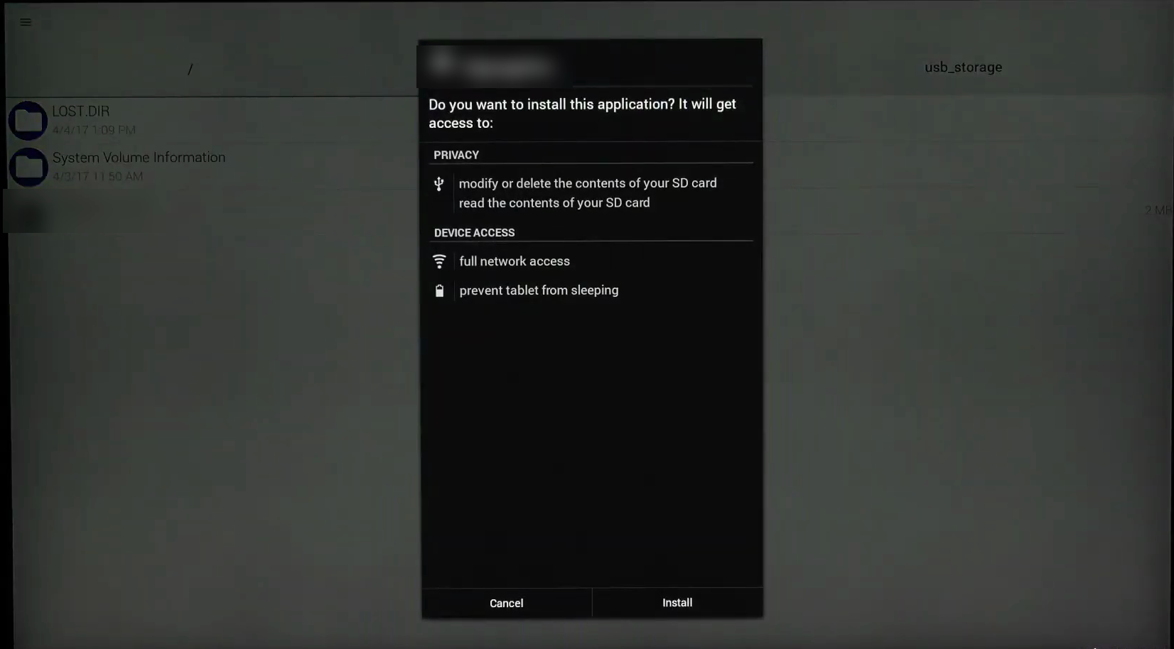 Android install prompt with the Install button