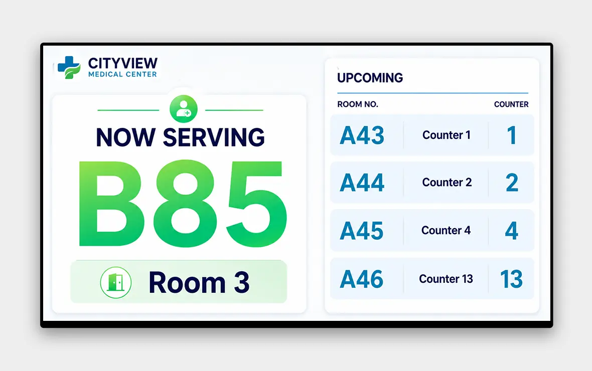 Healthcare waiting room display board
