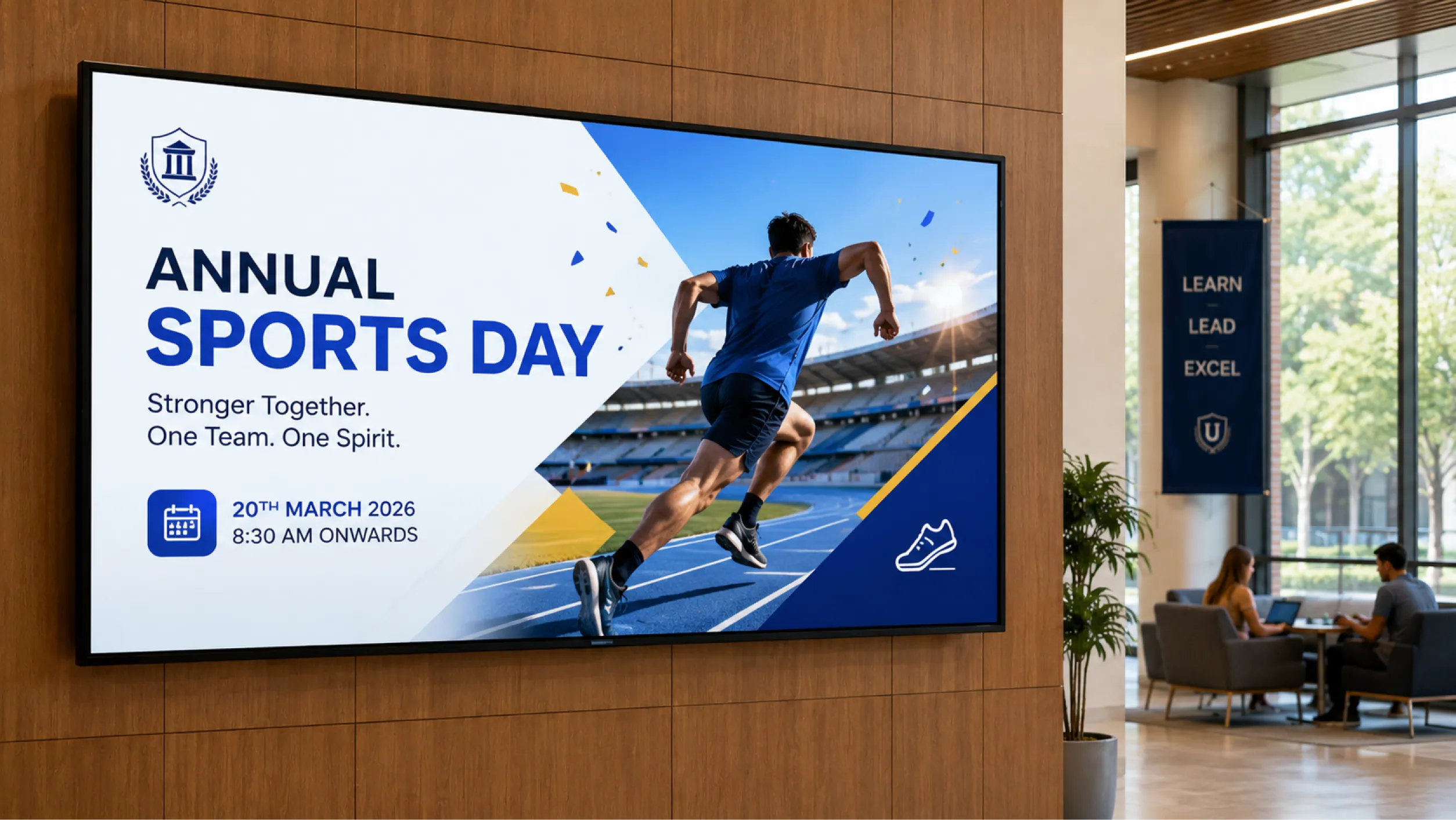 Campus education digital signage screens across buildings