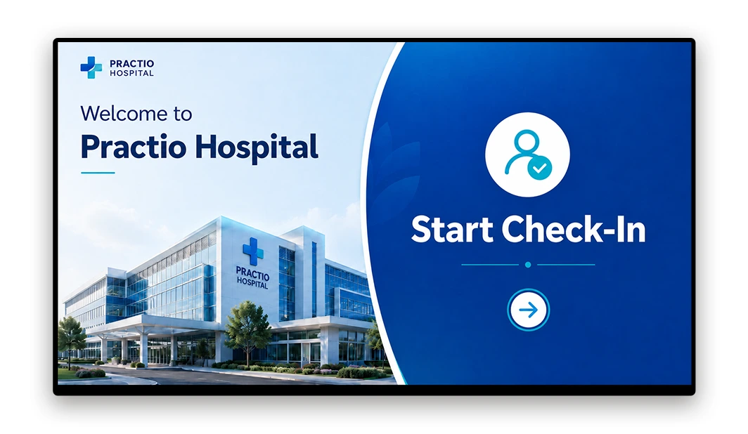 Healthcare facility interactive display for patient check-in and wayfinding