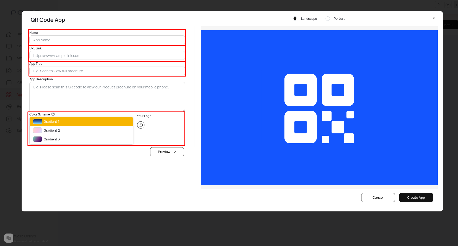 Enter details and select color scheme