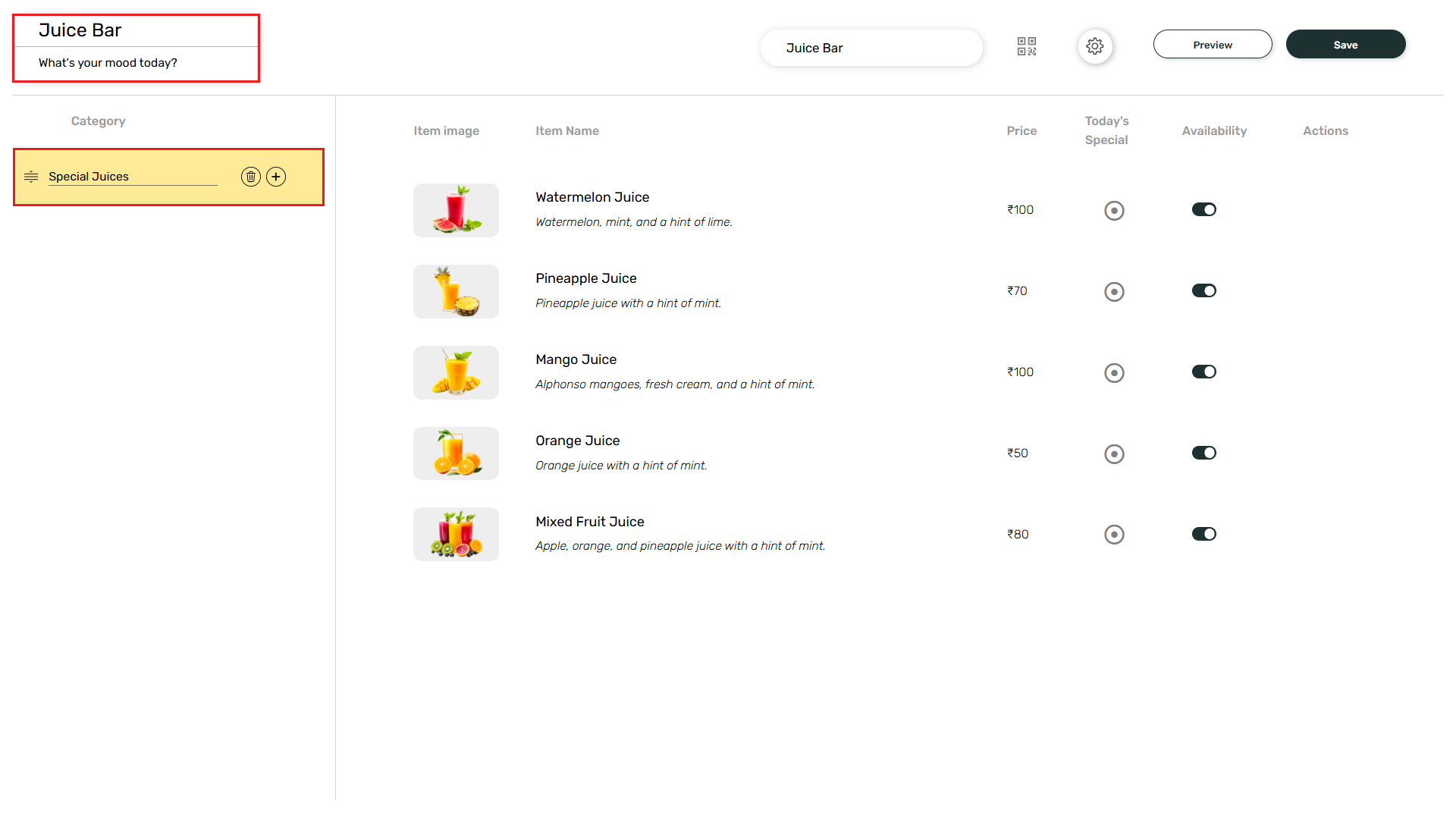 Edit menu title and category