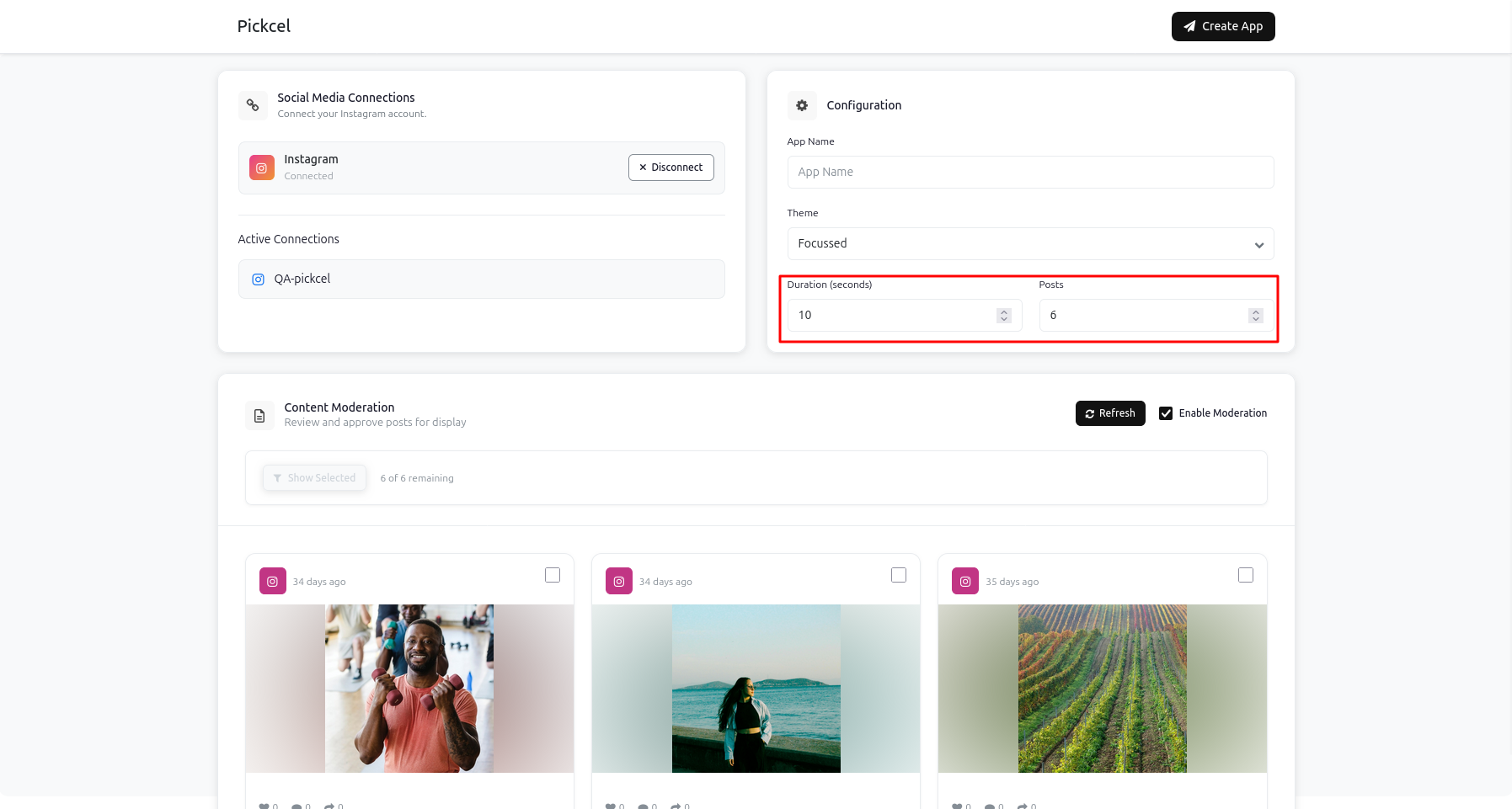 Set duration and posts