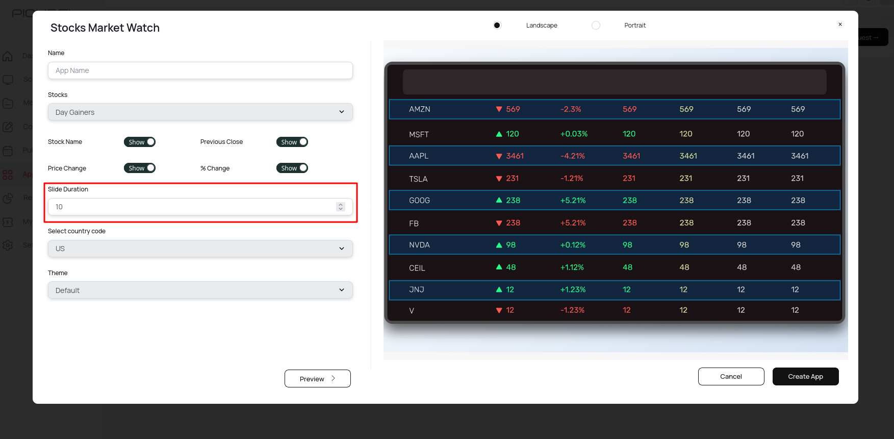 Select slide duration