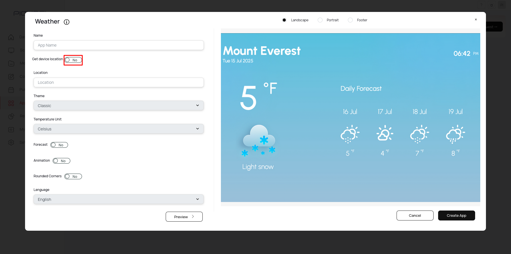 Enable device location