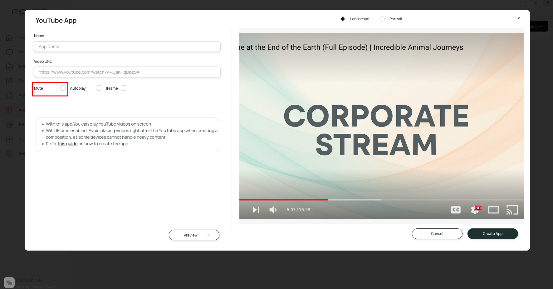 Configure mute option