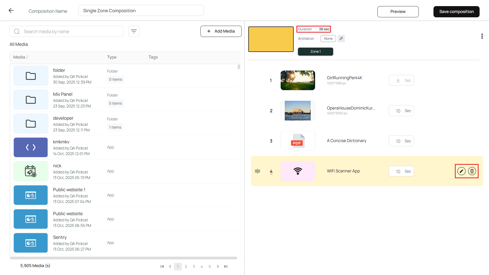 Set duration for media