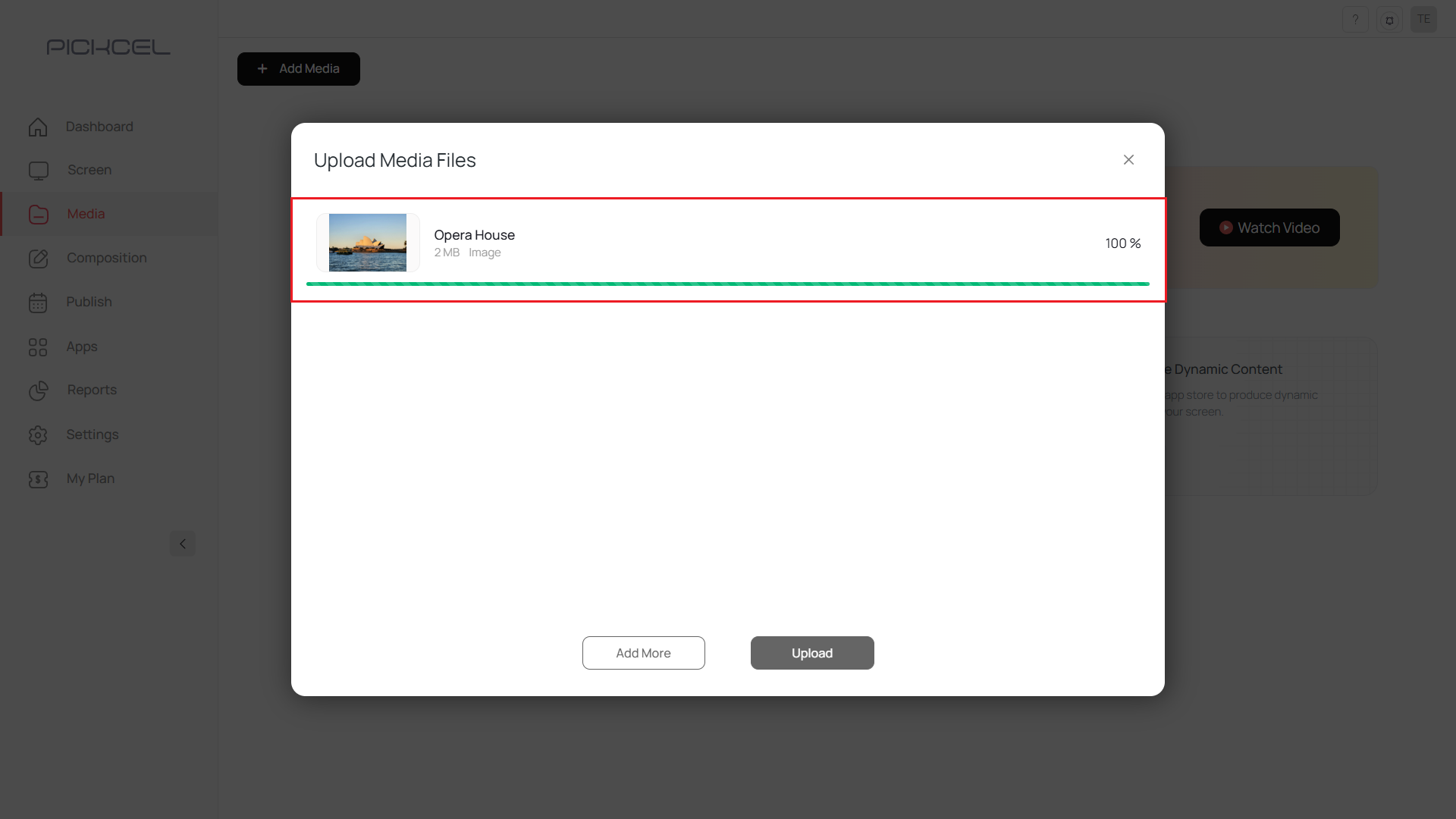 Upload progress indicator