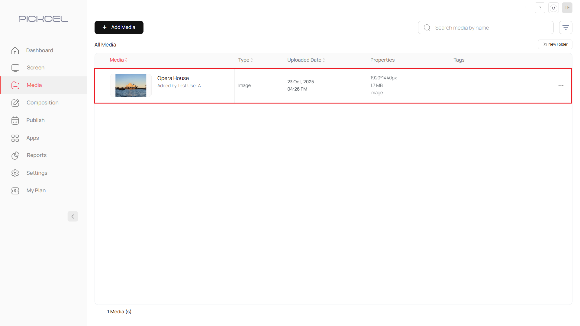 Media items in library