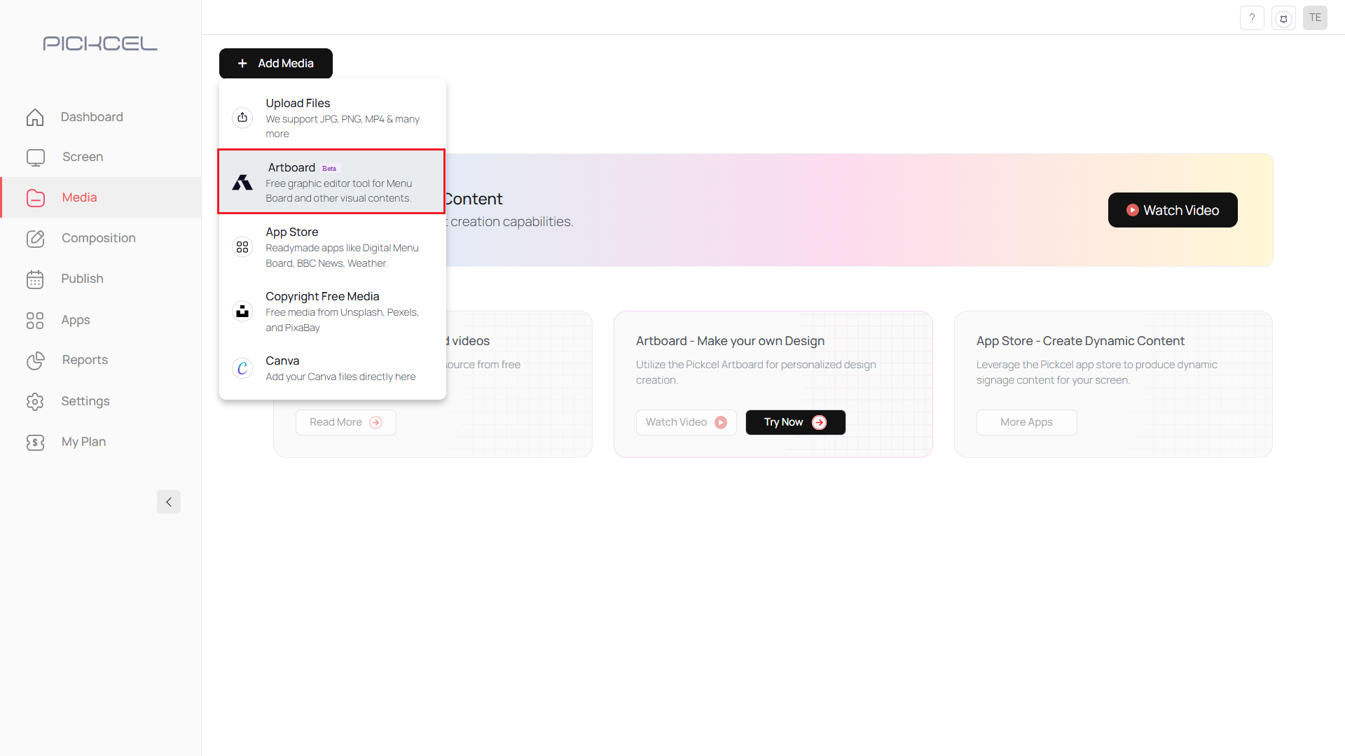 Choose Artboard option