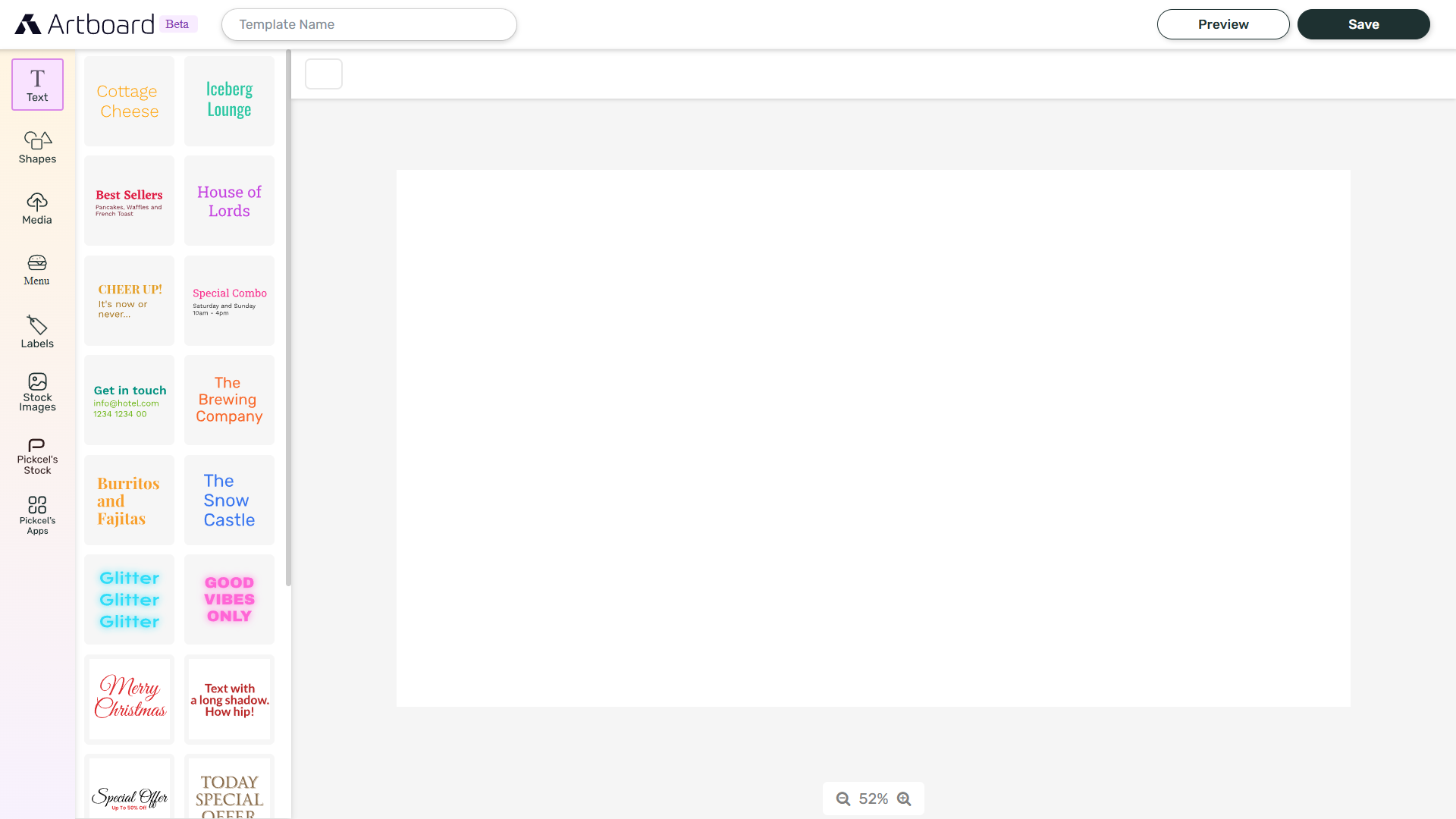 Blank Artboard canvas