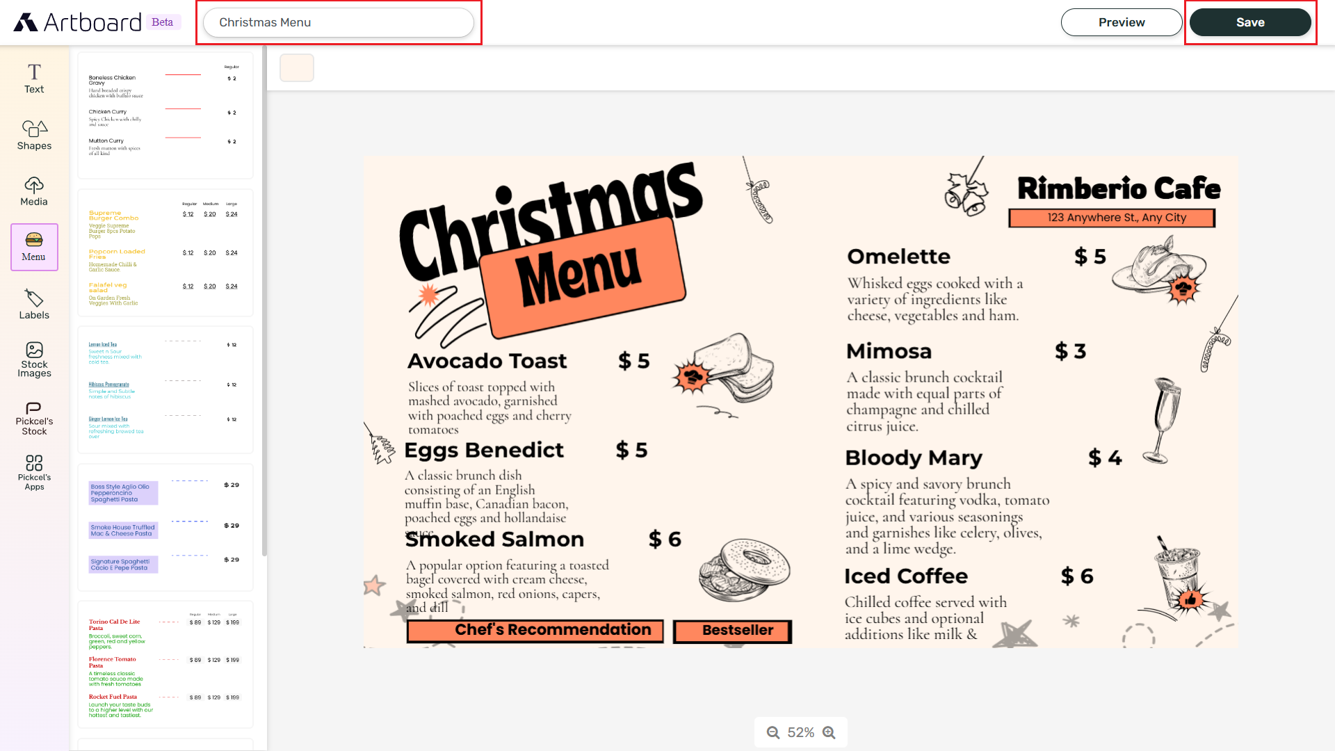 Name and save Artboard template