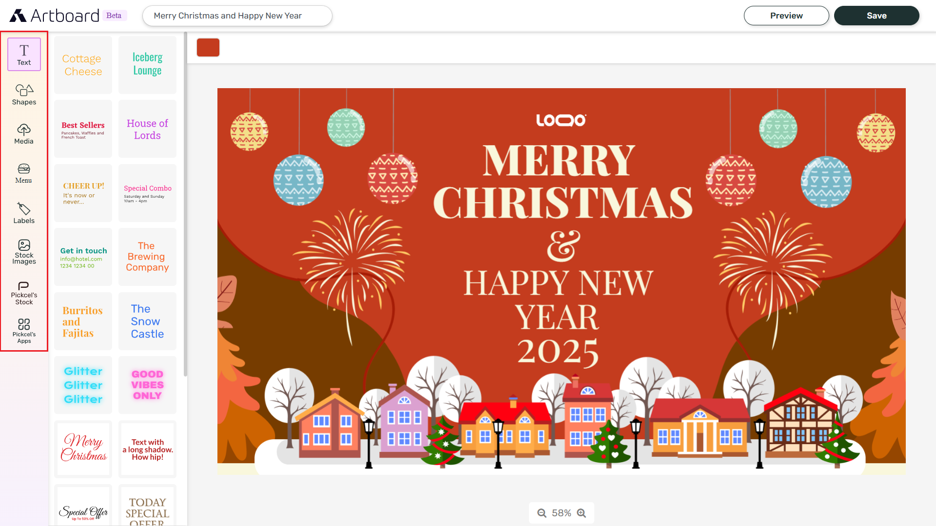 Artboard customization options