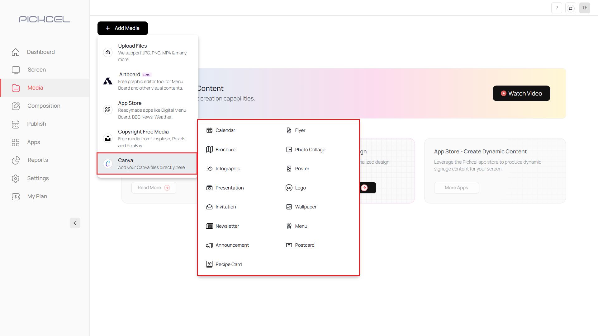 Select Canva app option