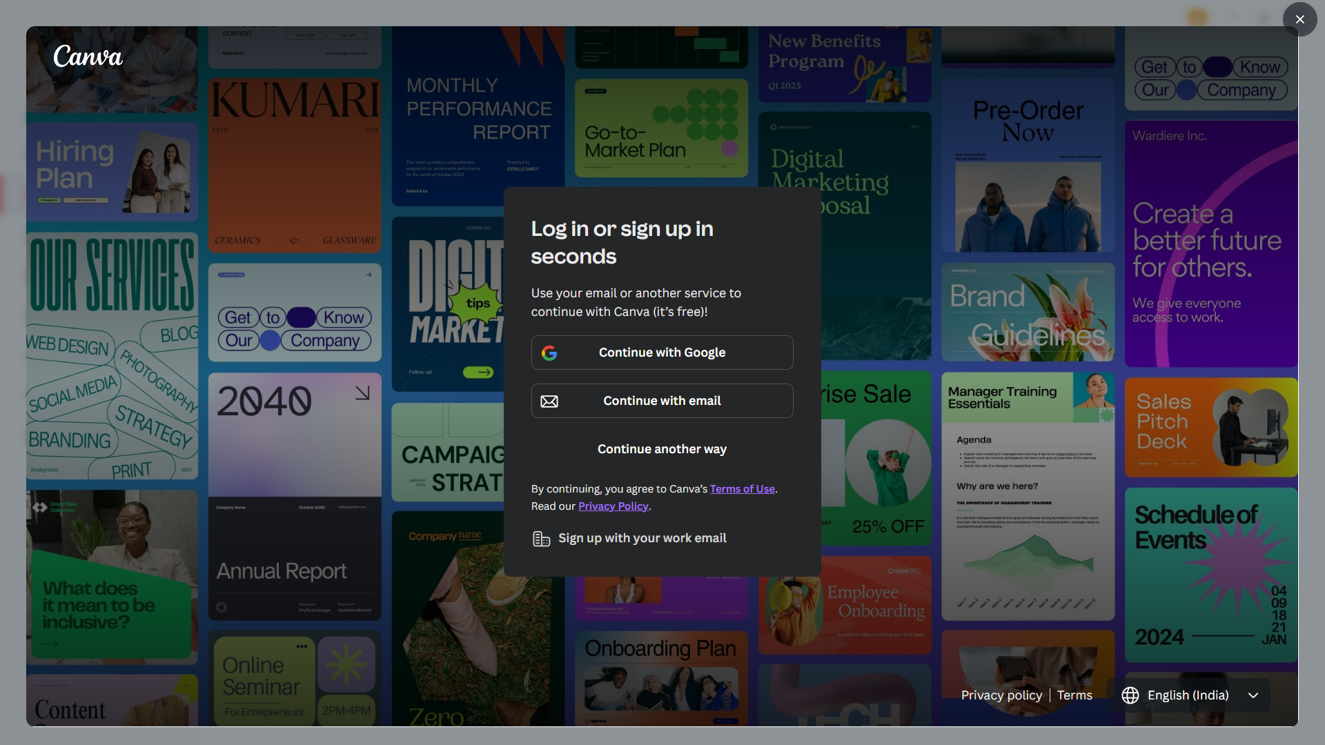 Sign in to Canva