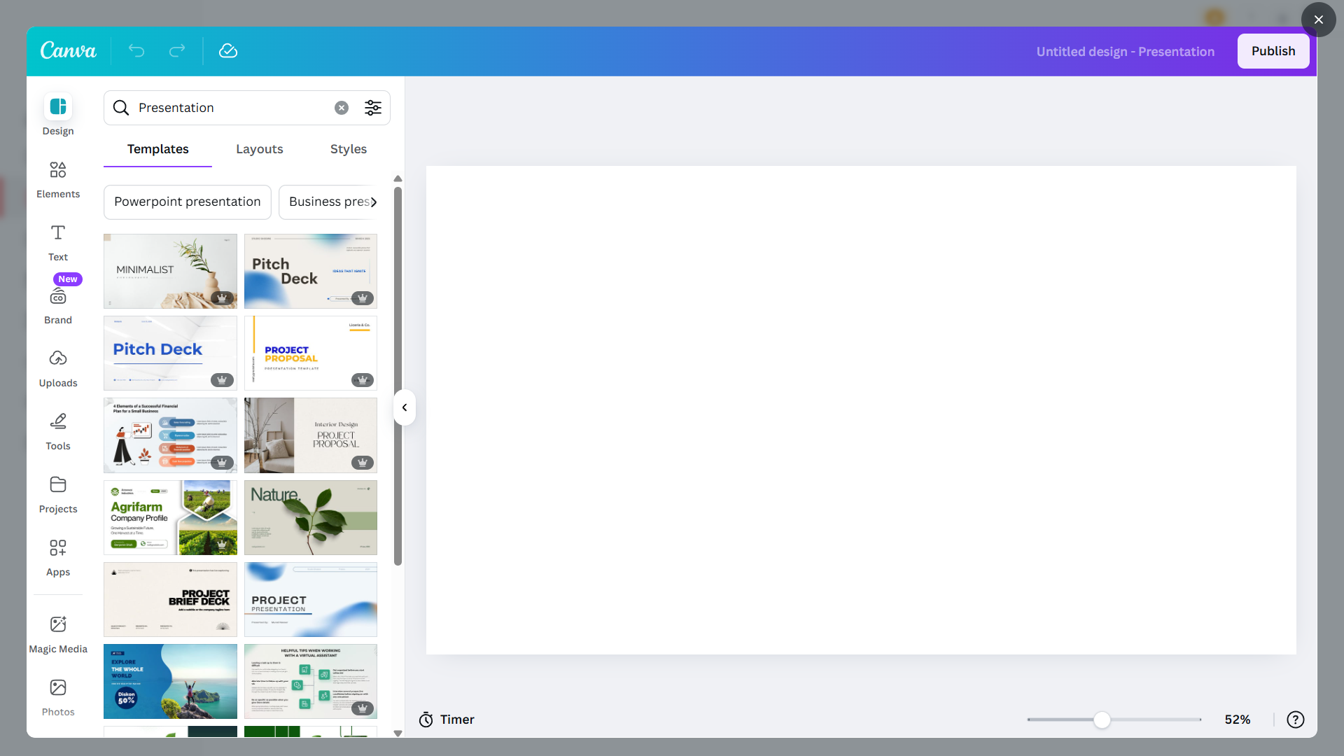 Canva design workspace