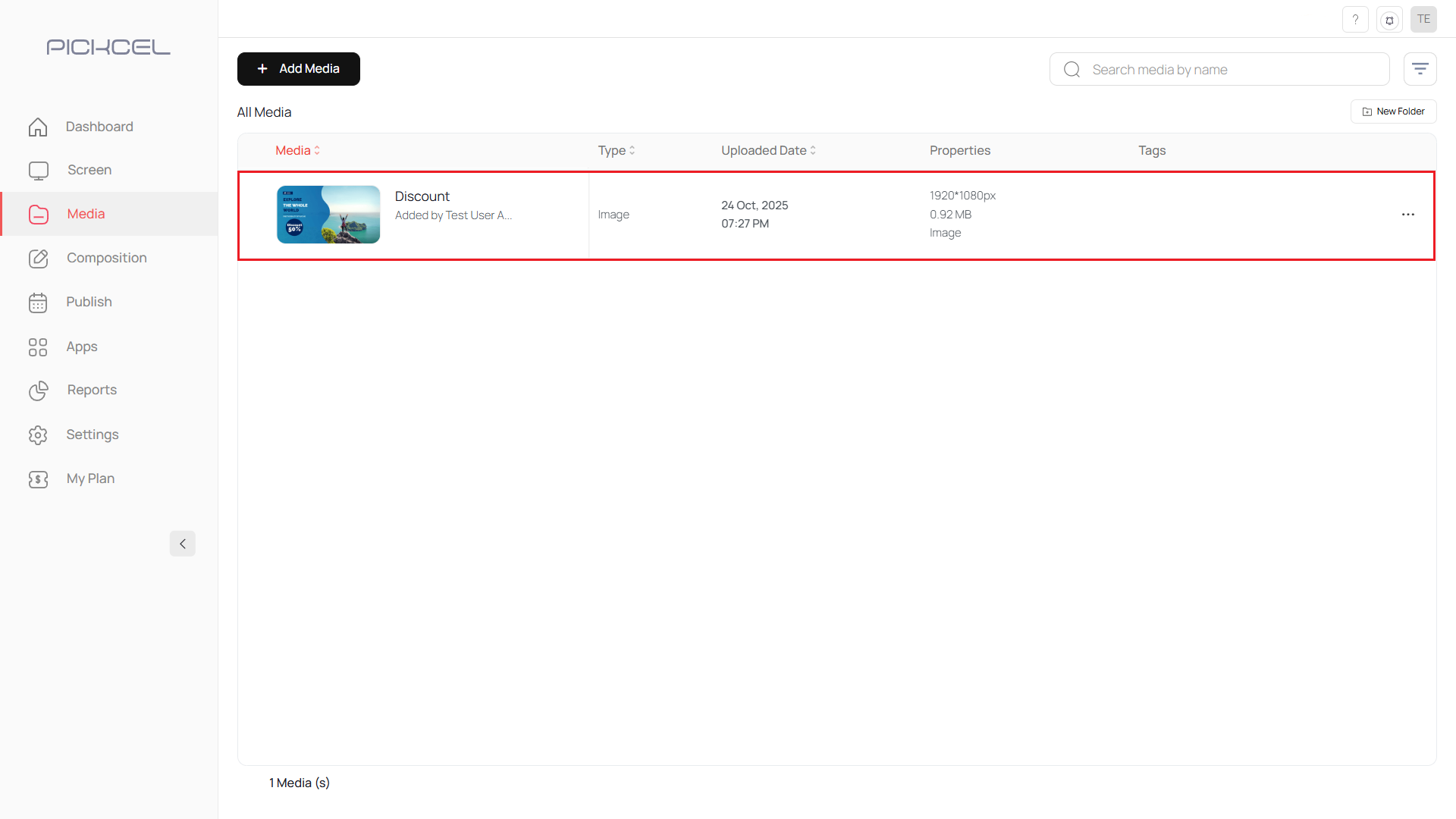 Canva design in media library