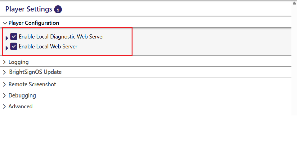Select publishing mode and player configuration