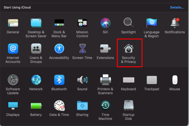 Open System Preferences - Security & Privacy