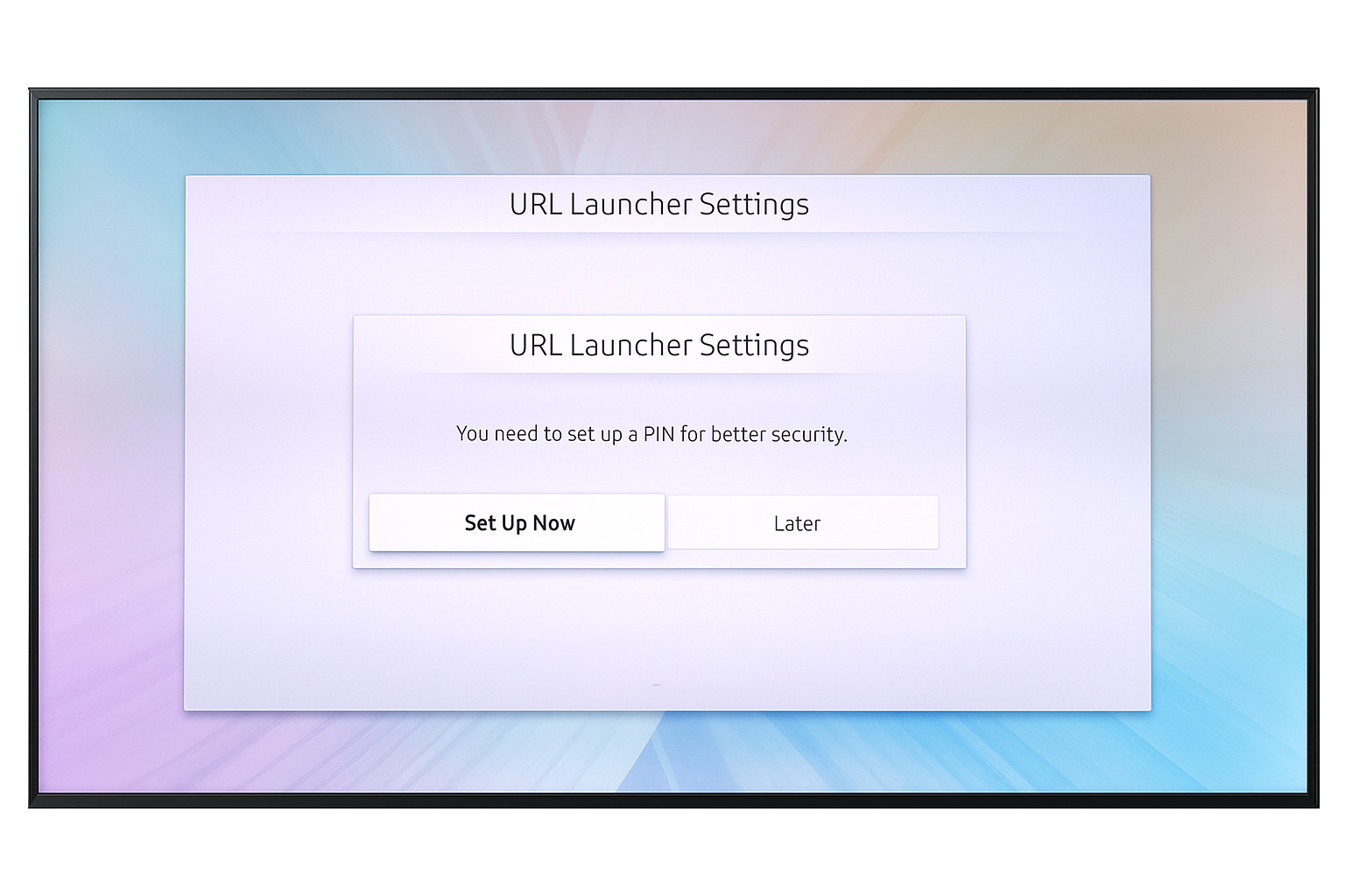 Choose Set up Now to configure PIN