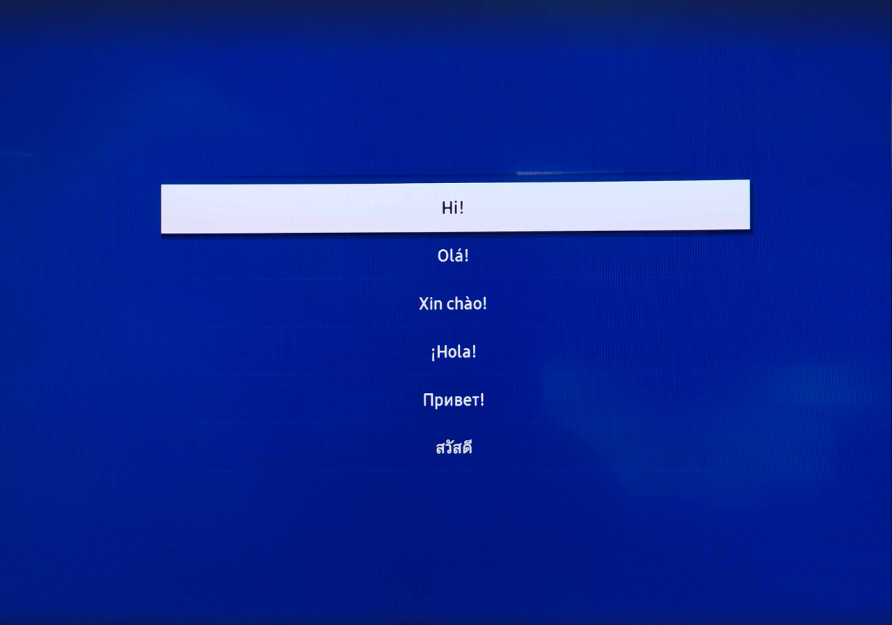 Select preferred language on Samsung Tizen screen