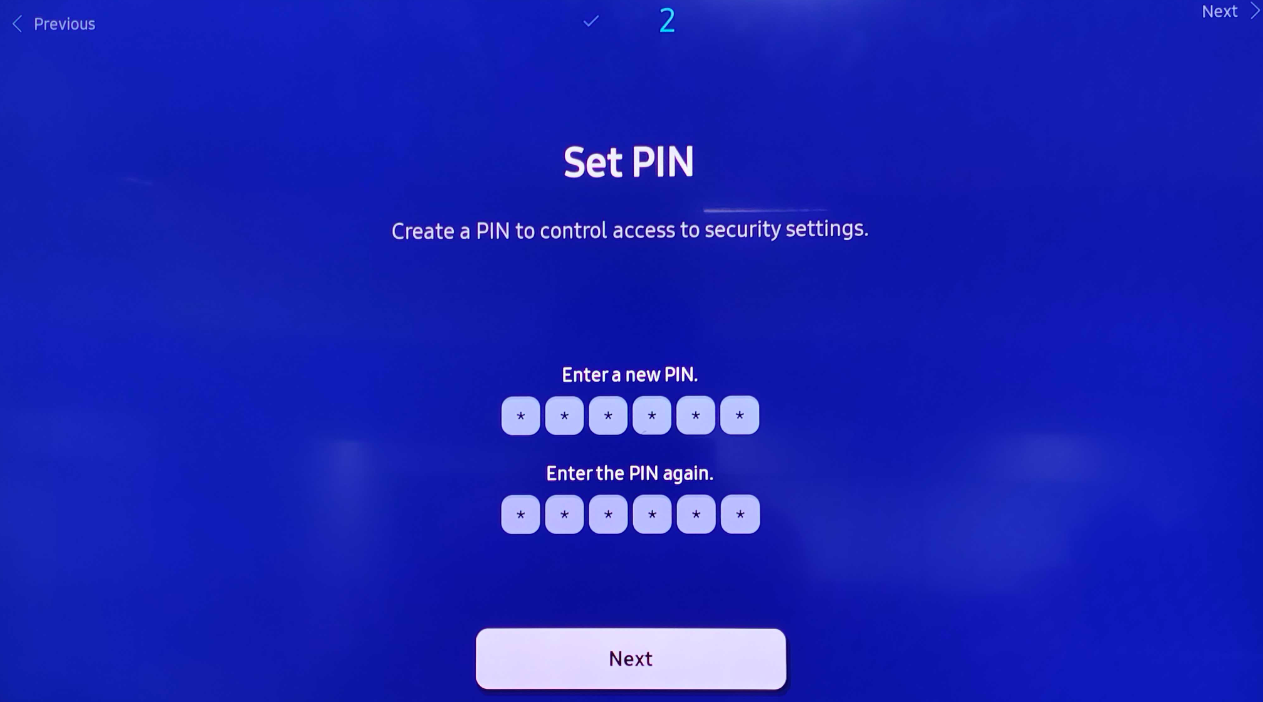 Set a PIN on Samsung Tizen device