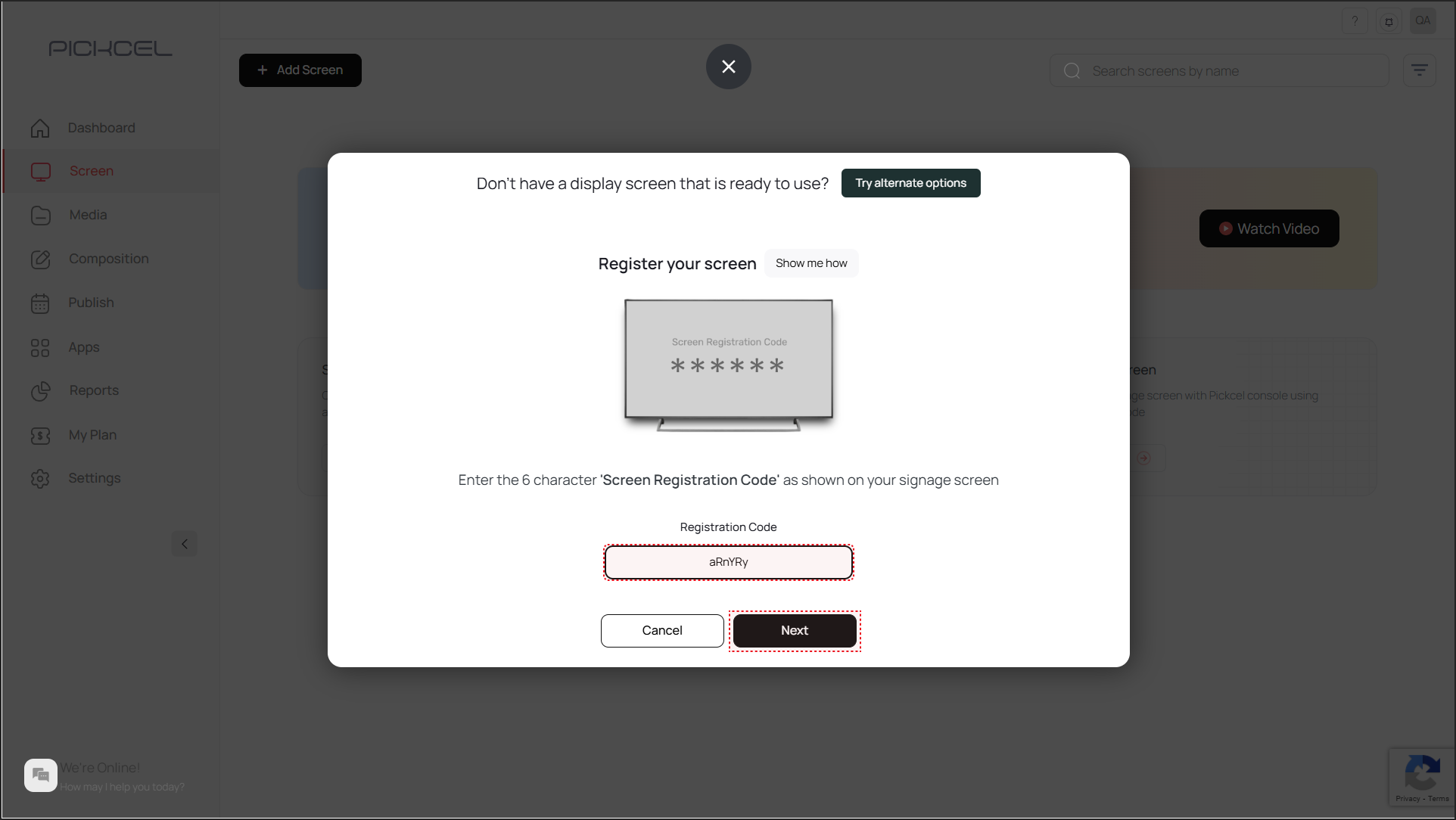Pickcel Console Pairing