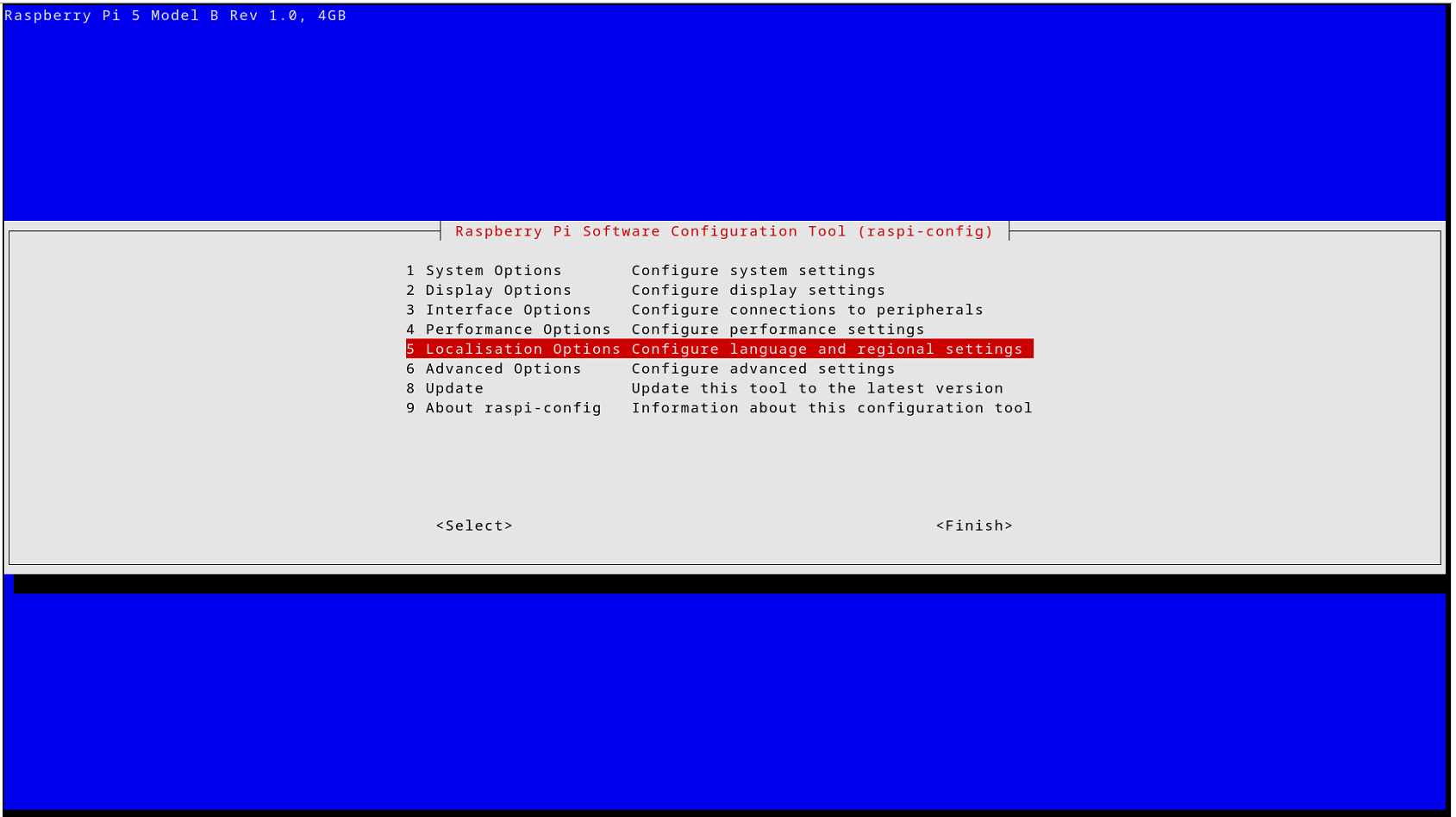 Select Localization Options