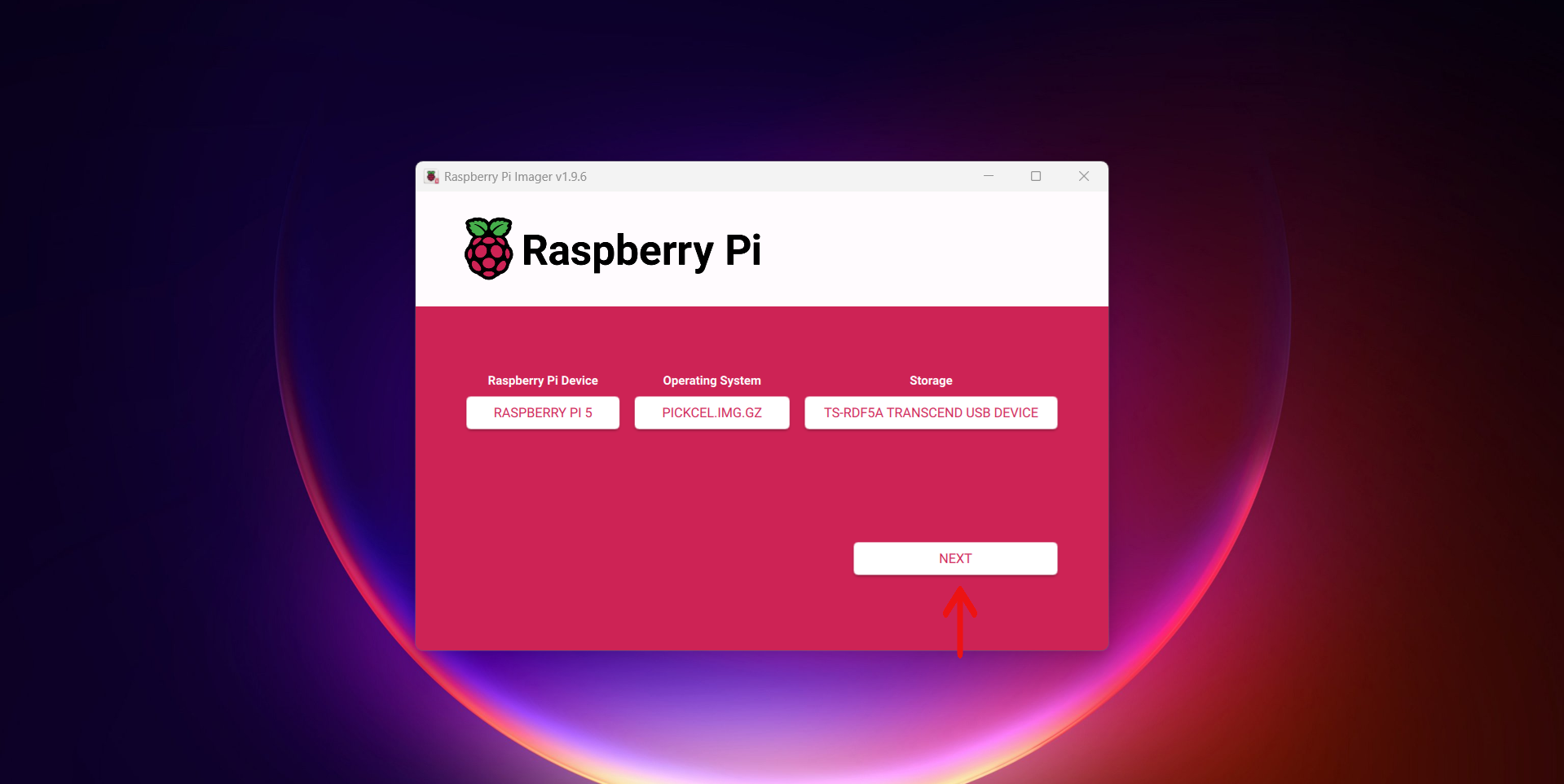 Confirm writing the Pickcel OS image
