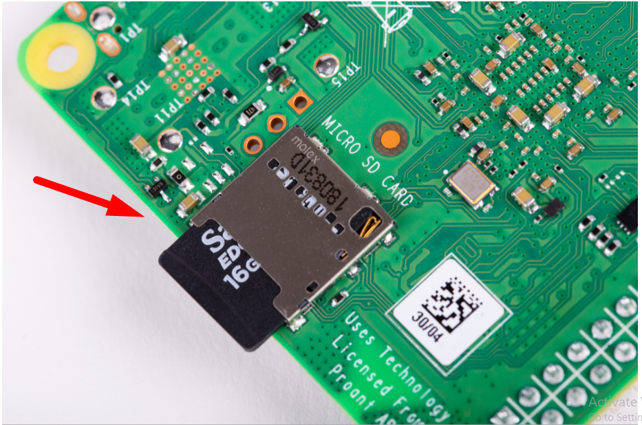 Insert the imaged SD card into Raspberry Pi