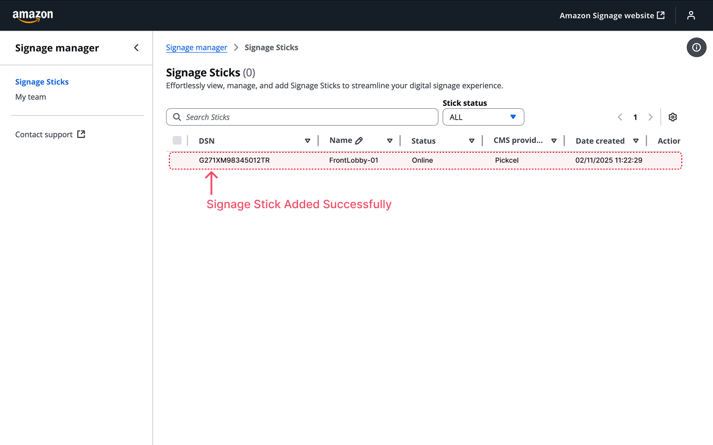 Device registered successfully