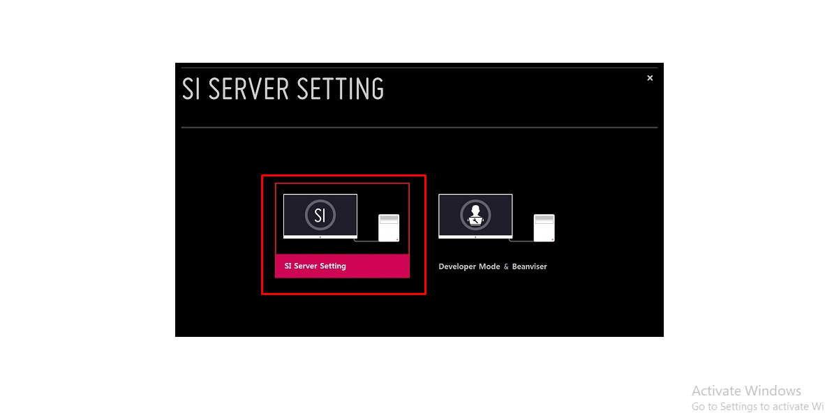 Open SI Server Setting screen