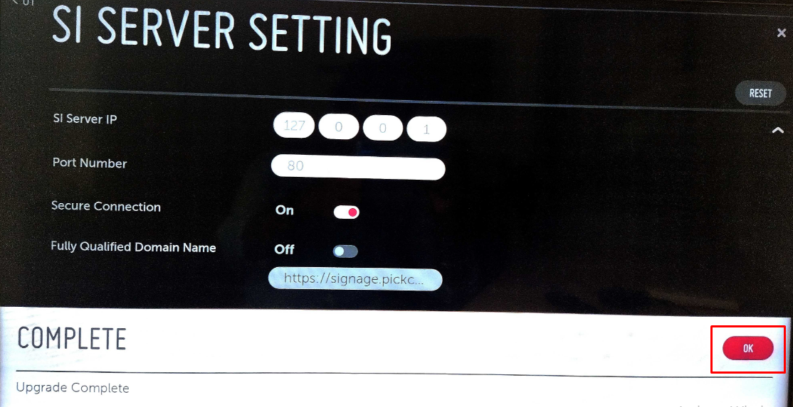 Installation success message