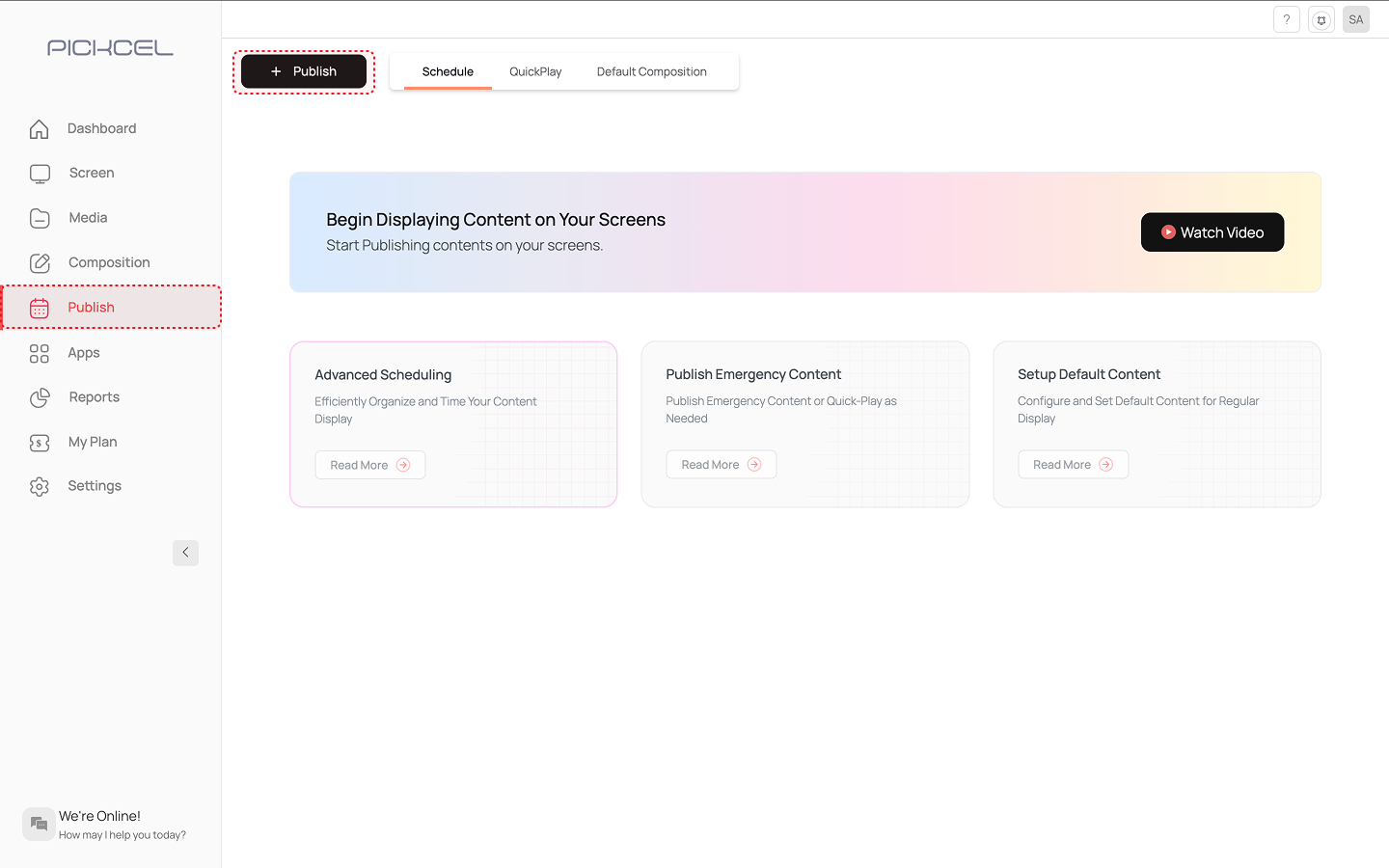 Click +Publish button