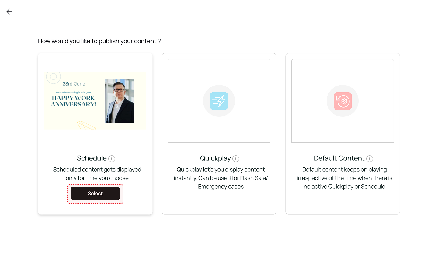Select Schedule option